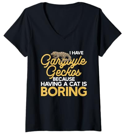 Femme Gargouille Geckos Parce qu'avoir un chat est ennuyeux lézard T-Shirt avec Col en V