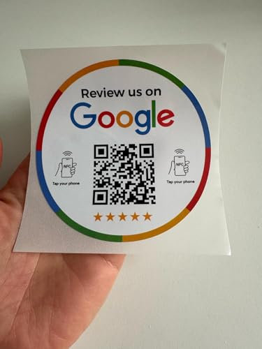 NFC Review Sticker – Tap to Review Sign for Business | Contactless Customer Feedback Card | Boost 5-Star Reviews | Smart NFC Tag for Business Profile