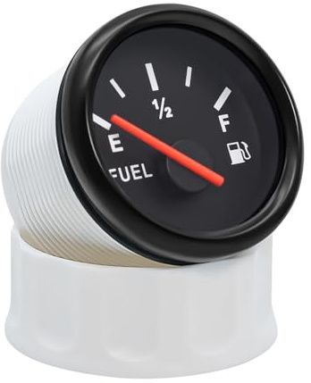TIEOAXFT Indicador de Nivel de Agua de 2 y 52mm con luz roja, medidor de Nivel de Combustible de 0 a 90 Ohm, indicador de Nivel de Tanque de Aceite for Gasolina, Coche, Barco, 12V, 24V(Multi)