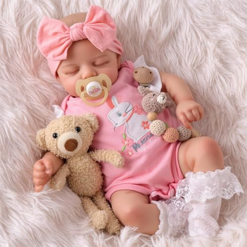 BABESIDE Bambola Reborn Realistica da 17 pollici, Neonato che Dorme | Corpo in Tessuto, Capelli Dipinti a Mano, Occhi Chiusi, Con Confezione Regalo,per Bambini dai 3 anni in su