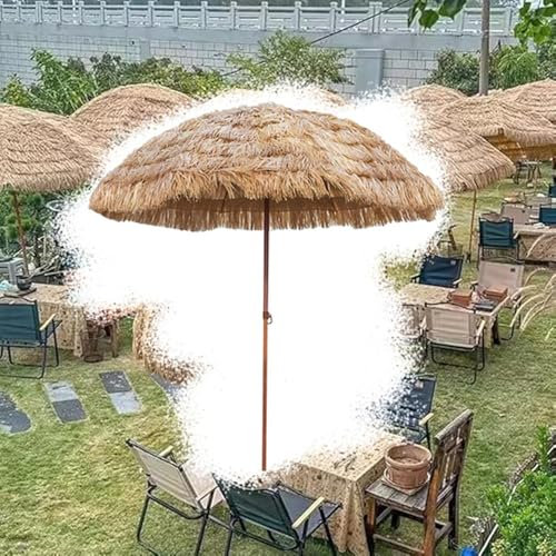 SMELEDFCFK Ombrellone da Spiaggia in Paglia Ombrello Tiki Tropicale 200cm Ombrellone Hawaiano Inclinabile Ombrellone in Paglia Tondo per Patio Piscina