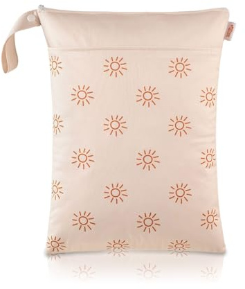 Bolsa Impermeable de Tela, Bolsa de Pañales, Organizador Pañales De Tela Reutilizable, con Cremallera,Wetbag Portátil Organizador de Viaje, Playa, Gym, para Guardería y Colegio,para Mamá,30*40cm