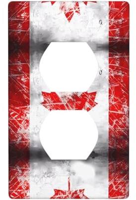 Phayah Placa de pared con diseño retro de bandera de Canadá, tamaño estándar, policarbonato termoplástico, doble enchufe