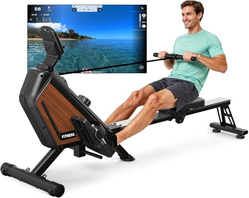 AeroMaze Rudergerät für Zuhause Magnetisches Rudergerät, 16 Stufen Widerstand, Leises Heimrudergerät für Cardio-Training, APP Connection,160 kg Belastbarkeit, Vertikal Verstaubar (W-01)