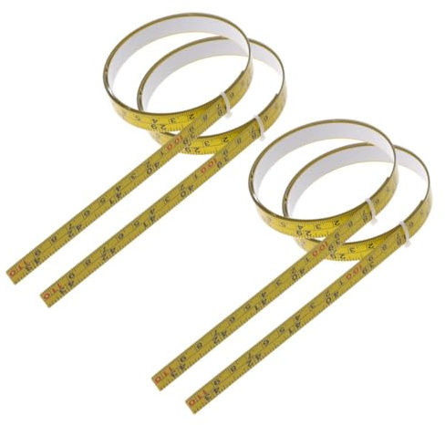 Homoyoyo 4pcs Self-adhesive Steel Measuring Tape, Imperial Metric Sticky Ruler, Reusable Adhesive Tape Measure for Workbench, Woodworking, Home Renovations