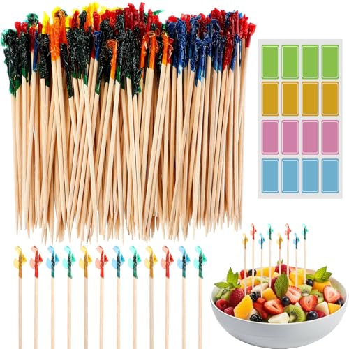 1000 spiedini da cocktail in legno, 6,35 cm, stuzzicadenti, in legno, per feste, stuzzicadenti decorativi per finger food, frutta, torte, bevande, cocktail accessori, decorazioni, multicolore, con