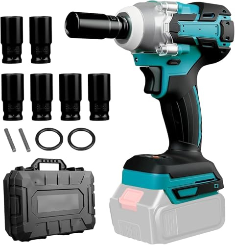 NBYTLT Impact Wrenches Compatible with Makita 18V Battery, Cordless Brushless Electric Impact Wrench, LED Work Light, High Torque Impact Wrench for Automotive Repairs
