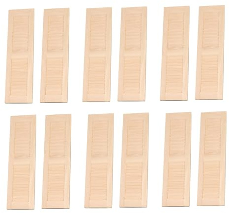 AZIDWERYQ 12 st dockhus fönsterluckor klassisk trä mini 1 12 skala dockhus möbler 10 x 3,5 x 0,2 tum fönster rolig gör-det-själv dockhus möbler för barn miniatyr