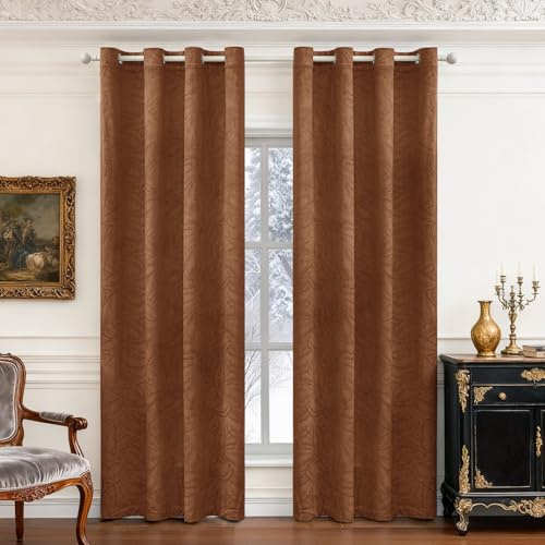 Ystyle Verdunklungsvorhänge Samt 2er Set, 140 x 200 cm, Braun | Thermovorhang Kälteschutz, Gardinen Mit Ösen, Blackout Curtain Für Schlafzimmer Esszimmer, Gardinen Wohnzimmer Modern