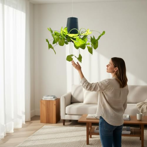 AKKIN Garden Supplies Boskke Sky Planter Recycled Hanging Planter, Grey, 9cm, Upside-Down Self-Watering, Modern Design