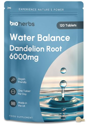 Water Retention Tablets - Dandelion Root Capsules 6000mg (4-Month Supply) | 120 Vegan Tablets by BioHerbs