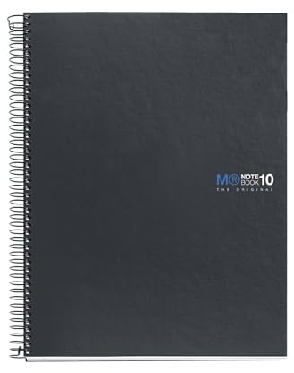 Miquelrius - Cuaderno A4 Cuadriculado, 200 Hojas, 10 Colores, Grafito | Tapa Dura de Cartón, Papel Extra Opaco de 90 g/m², Microperforado, Espiral, 4 Taladros para Archivar, Notebook The Original