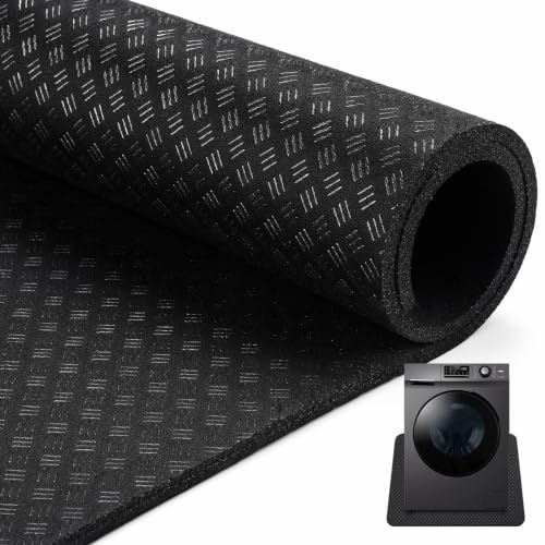 LOMUG Halkfri antivibrationsmatta på båda sidor, tvättmaskin, 60 x 60 cm, antivibration, tvättmaskinsunderlägg, lättviktig, vattentät golvmatta, kylskåp för torktumlare, tvättmaskin, löpband