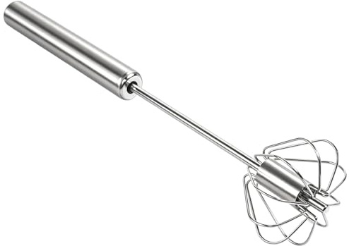 Hand Mixer and Whisk Set, 12 Inch Stainless Steel Semi-Automatic Egg Whisk, Efficient Hand Blender for Baking, Durable Kitchen Gadget with Rotating Balloon Whisk Design, Reliable Hand Whisk for Variou