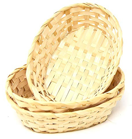 Lashuma Geflochtene Füllkörbe 3 Stück Osterkörbe, Leere Aufbewahrungsboxen Brotkörbe, Natur Farbene Weidenkörbe 23x17 cm