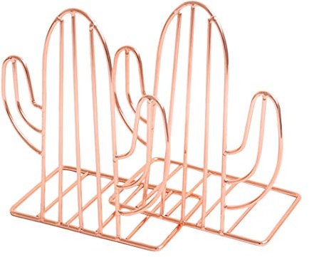 Sipliv reggilibri creativi in stile minimalista porta libri regolabili in metallo porta libri rack per libri fermalibri per scrivania - cactus, oro rosa