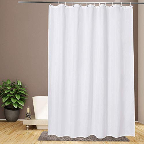 EurCross Water-resistant Fabric Shower Curtain for Bathroom or Outdoor Garden,Machine Wasable Solid White Shower Curtain liner 180 x 180cm Drop