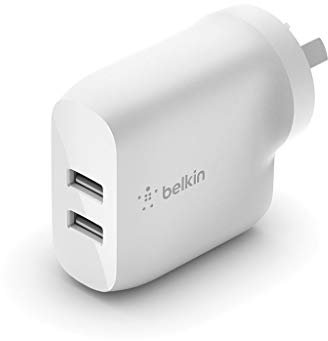 Belkin WCB002MYWH Boost Charge Dual USB-A 24W Wall Mobile Device Charger - White