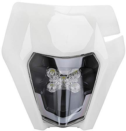 JFG RACING Motorrad Lichtmaske,Universal Motorrad LED Scheinwerfer EXC250 SX250 SXF250 EXC450 SX350 SXF450 EXC525 640LC4 Dirt Bike Enduro Supermoto BETA-Weiß