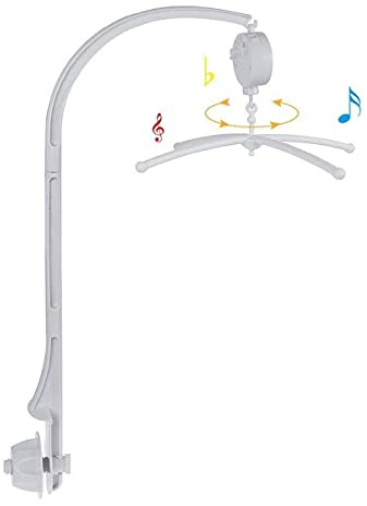 JZK Mobile musical pour bébé avec boîte à musique remontable et jouets rotatifs, convient aux barreaux jusqu'à 5 cm, parfait pour les nourrissons