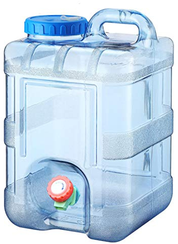 Stronrive 10L Agua con Grifo Drenaje Fijo, Contenedor Agua Alimentario para Camping con Grifo, Coche Dispensador Agua Plástico, para Deportes, Coche, Camping, Catering, Mesa Café