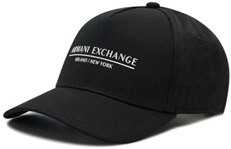 Armani Exchange Men's Essential, Milano/New York, Logo Lettering Baseball Cap, Black, Einheitsgröße