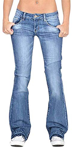 Generisch JIER Damen Schlaghosen Jeanshose lang Stretch Skinny Schlagjeans Schlag Weite Jeanshosen Weites Bein Denim Hose Hüftjeans Hüfthose Hosen (Hellblau,S,S)