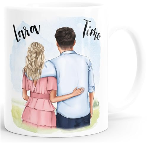 SpecialMe® Tasse Paar personalisiert selbst gestalten mit Namen Geschenk Liebe Valentinstag Hochzeitstag Mann Frau Uni-weiss Keramik-Tasse