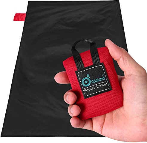Odoland Picknickfilt 70 x 110 cm strandfilt sandavvisande bärbar campingmatta ultralätt kompakt strandhandduk för grillning, strand, resor, camping och picknick svart