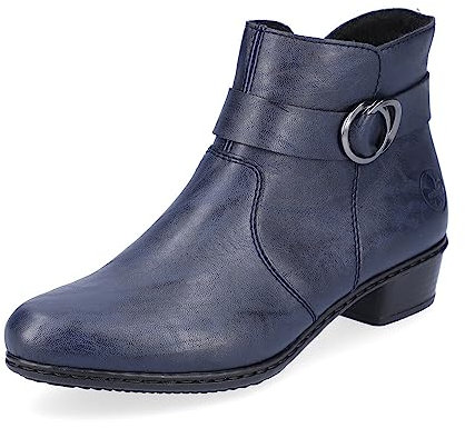 Rieker Damen Biker Boots Y0775, Frauen Stiefeletten,flach,Stiefel,Bootee,Booties,halbstiefel,Kurzstiefel,uebergangsschuhe,blau (14),41 EU / 7.5 UK