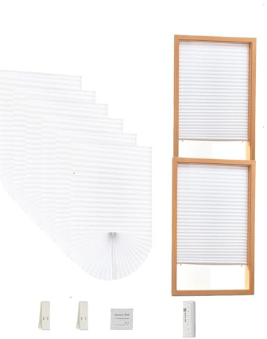 6 PCS Temporary Blinds for Windows Stick On，91 * 180 CM Paper Blinds No Drill Self Adhesive, Temporary Blackout Blinds Easy Fit Easy Cut,Light Filtering Pleated Shades for Home, White