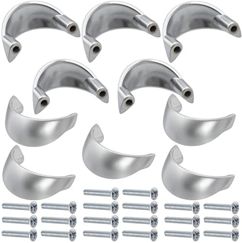 Aerzetix - C41410 - Set di 10 maniglie per mobili interasse 32mm - porte armadio cassetto design interno arredamento cucina soggiorno - in metallo - finitura argento opaco