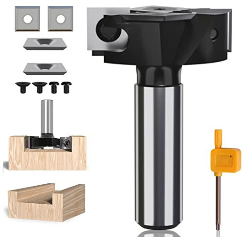 Fresa Per Spianare Legno Gambo 8/12 Mm Diametro Di Taglio 38,1 Mm Con 2+2 Coltellini Intercambiabili Per Fresatrice Verticale Legno Spoilboard Surfacing Router Bit Fresa Per Superfici,12mm