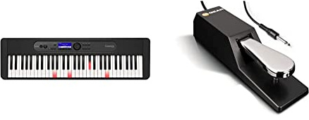 Casio LK-S450 CASIOTONE Top Leuchttastenkeyboard mit 61 anschlagdynamischen Tasten im Piano-Look, schwarz & M-Audio SP-2 - Universal Sustain Pedal mit Piano Style Action, das ideale Zubehör