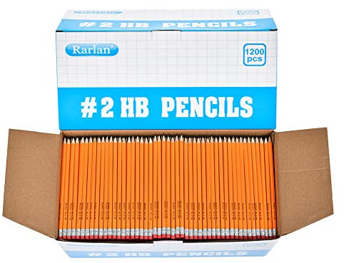 Rarlan Wood-Cased #2 HB Pencils, Pre-sharpened, 1200 Count Classroom Bulk Pack