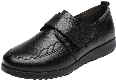 AEHO Scarpe Ortopediche Donna Impermeabili in Pelle Scarpe con Piedi Larghi gonfi e Piedi Grassi Scarpe Sanitarie Uomo Scarpe Sportive Ortopediche,Nero,34/220mm