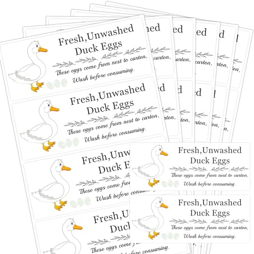 SMARSTICKER Egg Carton Stickers, 120Pcs 1*2.5 inch Farm Fresh Unwashed Chicken Quail Duck Eggs Labels, Egg Packaging Handling Instructions