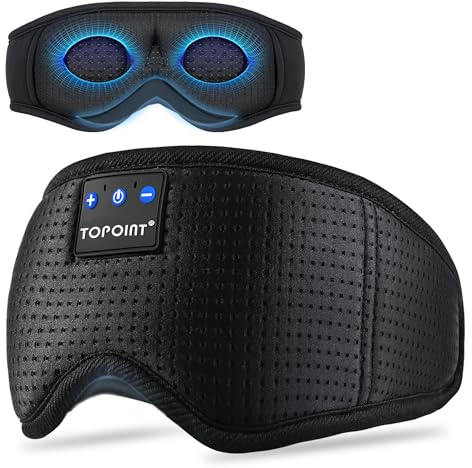 TOPOINT Sleep Mask with Headphones Bluetooth,3D Eye Mask for Sleeping Headphones Women Men