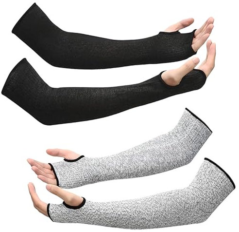 TICKLELY 2 Set Guanto di Protezione Antitaglio – Maniche di Protezione di Livello 5, Maniche Resistenti ai Tagli con Foro per il Pollice, Protezione Ideale per il Braccio