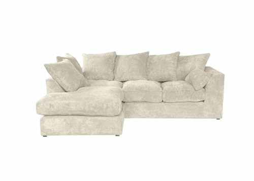 Ares Meble Ecksofa DIVERS Links – 212 x 166 cm – 3-Sitzer L-Sofa mit Cord-Bezug – Beige | Premium Cordstoff
