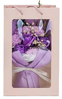 Generisch Künstliche Blumen Für Draußen Valentinstag Hochzeit Souvenir Blumenstrauß Blumen Heimdekoration Künstliche Seife Rosenstrauß Forsythie Künstlich (Purple, D)
