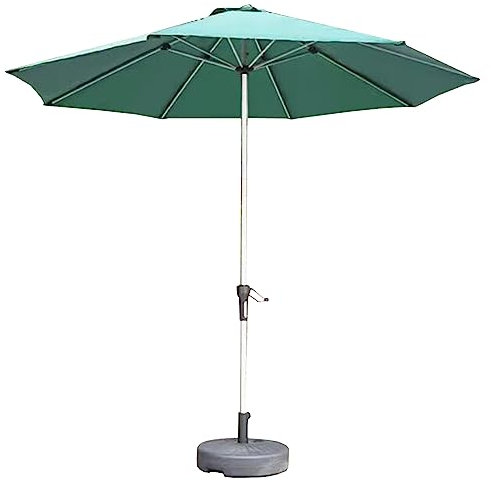 ASerZenith Gartenschirm, Terrassenschirm, Aluminiumlegierung, Terrassenschirm, Mittelsäule, Tischschirme für draußen, 9 Fuß, 8 Rippen, mit Kurbel zu öffnen, ideal für den Garten, befüllbare Basis