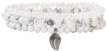 XQMMGO Damen Perlenarmband Boho Schmuck, Mehrschichtiges Kristall Stretch Mit Anhänger in Rosa - Geburtstagsgeschenk