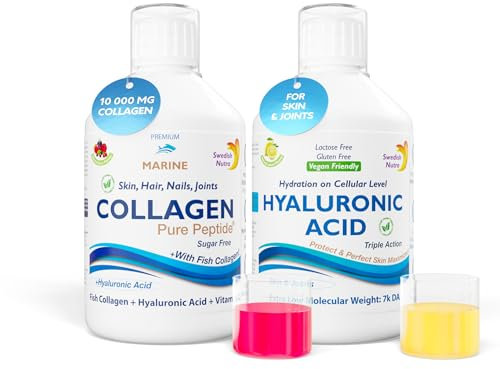 Swedish Nutra - Marine Collagen 10000 mg & Hyaluronic Acid I Sugar-Free I Great for Hair, Skin and Nails & 100% Natural Flavour
