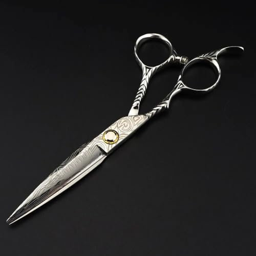 PUFAHAU Haarschneideschere, 6 Zoll, professionelle Linkshänder-Schere mit Damast-Lager, Haarschere, Effilierschere für den Haarschnitt, Friseurschere(Cutting Scissor)