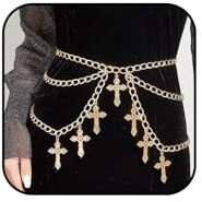 Vintage Metall Taillenketten,Punk Taillenketten Gothic,Damen Körperkette Metall Bauchkette Verstellbarer Taille Mehrschichtige Taillenkette Gürtel Verstellbare Body Link Gürtel Mädchen Damen (Gold)