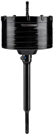 Mollom 100mm (3-15/16) Scie trépan pour béton avec tige SDS Plus 220 mm | Scie à trépane robuste avec foret pilote 110 mm et vis antidérapante pour pierre, brique, mur, maçonnerie