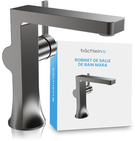 Bächlein Badarmatur Mara in modernem Design, Einhebelmischer mit langlebiger Keramikkartusche und Montage-Set, Bad Wasserhahn Anthrazit