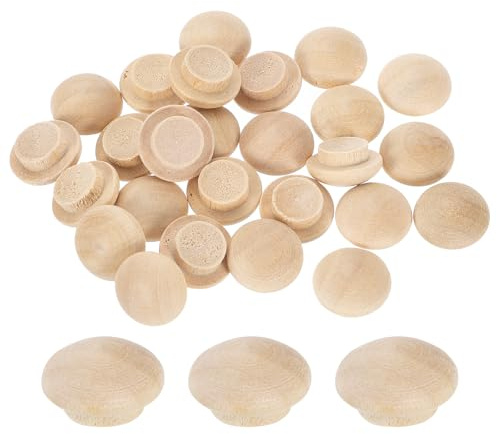 QUARKZMAN 26 Stück Holzstopfen, 10mm/0,39 Flachkopf Hartholz Lochstopfen Abdeckkappen Holzstecker für Möbel Holzbearbeitung Handwerk Dekor (15mm x 10mm)