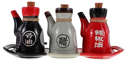 Gatuida Recipiente Para Salsa De Soja y Vinagre Set De Cerámica Práctico Para Cocina